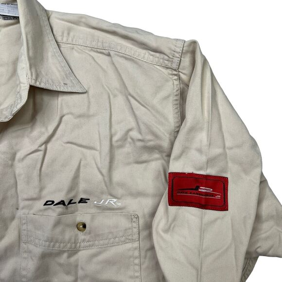 Winner's Circle Dale Earnhardt Jr Button Up Long Sleeve Shirt FLAW Light Tan XL - Picture 7 of 8